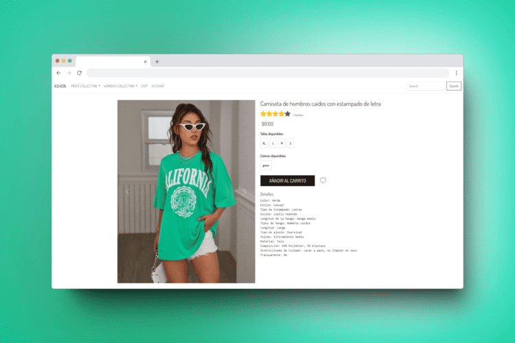 Sizes and colors